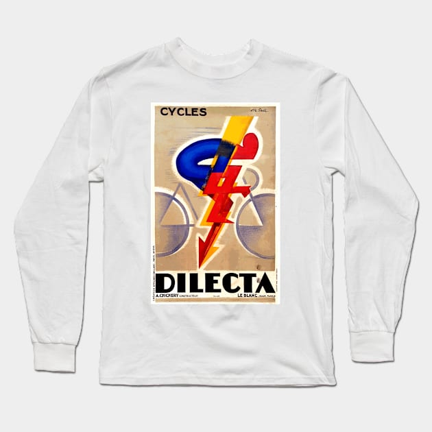 Cycles Dilecta - Vintage French  Advertising Poster Design Long Sleeve T-Shirt by Naves